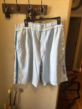 Vintage FUBU The Collection Shorts Mens XL Light Blue Embroidered Logo Y2K
